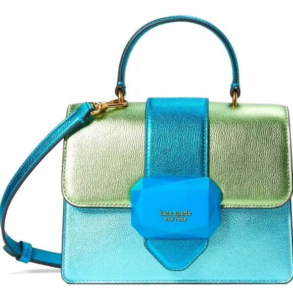 Bijou Metallic Colorblocked Mini Top-handle Bag Teal